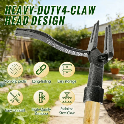 eed Puller Tool, Stand Up Heavy Duty Root Removal Tool with 4-Claw Head & Long Handle