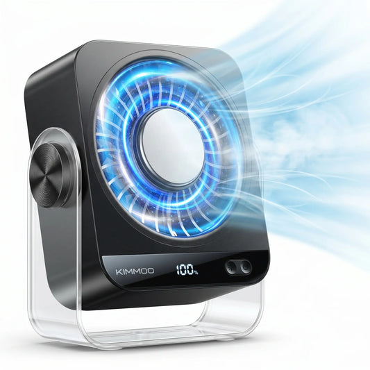 Rechargeable Desk Fan with 199 Speed Settings, Digital Display & 270° Adjustable Airflow