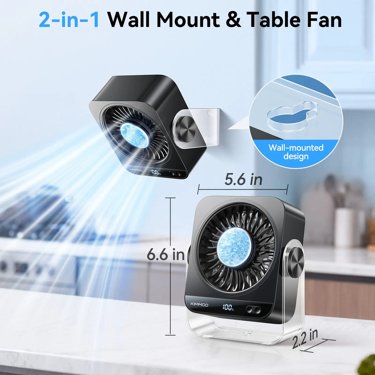 Rechargeable Desk Fan with 199 Speed Settings, Digital Display & 270° Adjustable Airflow