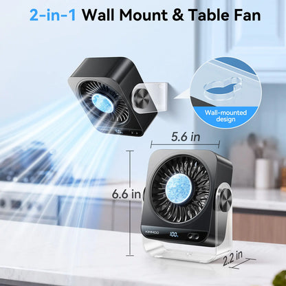 Rechargeable Desk Fan with 199 Speed Settings, Digital Display & 270° Adjustable Airflow