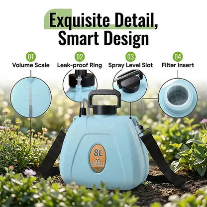 2 Gallon Rechargeable Garden Sprayer with 2 Speed Settings, 4 Nozzles & Telescopic Wand