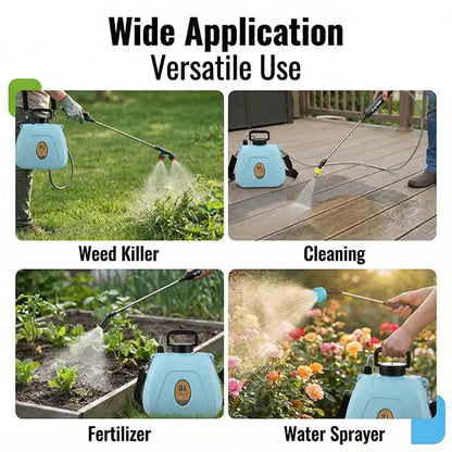 2 Gallon Rechargeable Garden Sprayer with 2 Speed Settings, 4 Nozzles & Telescopic Wand