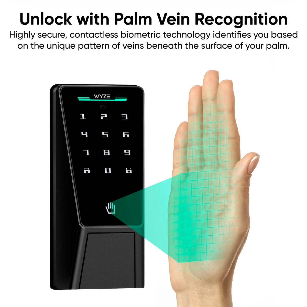 Smart Palm Recognition Door Lock with WiFi, Keyless Entry, Auto Lock & Weatherproof Design