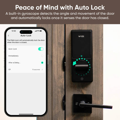 Smart Palm Recognition Door Lock with WiFi, Keyless Entry, Auto Lock & Weatherproof Design