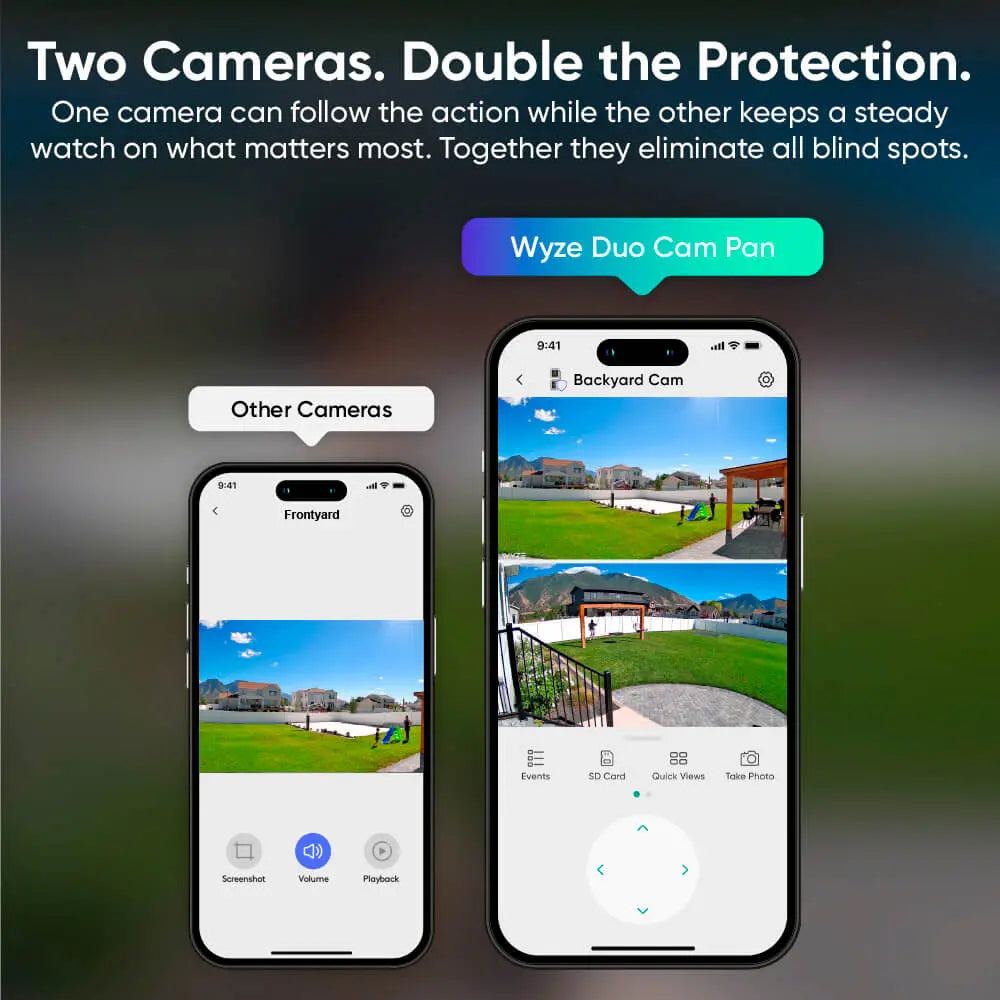 2K Dual Security Camera with 360° Pan Tilt Zoom, Motion Tracking, Night Vision & Two Way Audio