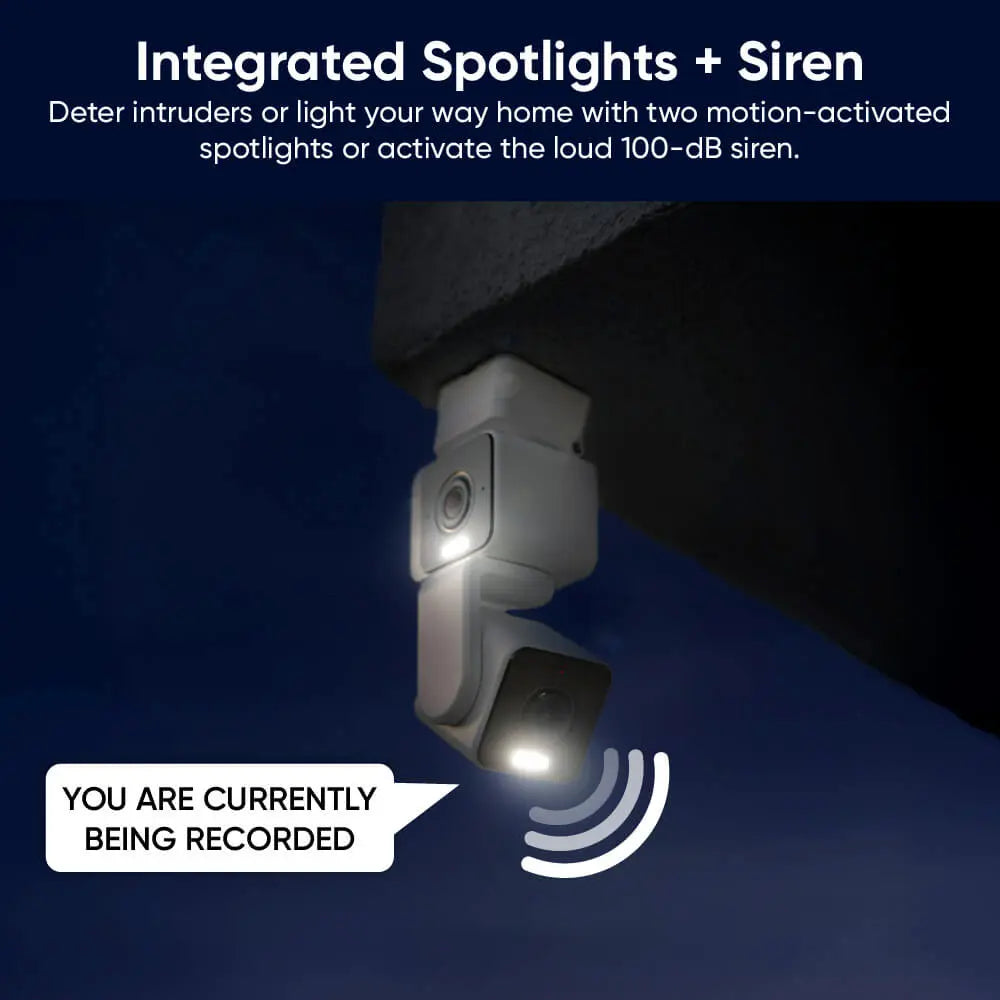 2K Dual Security Camera with 360° Pan Tilt Zoom, Motion Tracking, Night Vision & Two Way Audio