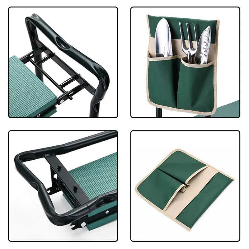 2 in 1 Foldable Garden Kneeler Seat with Tool Kit, Ergonomic Gardening Stool for Planting & Outdoor Use