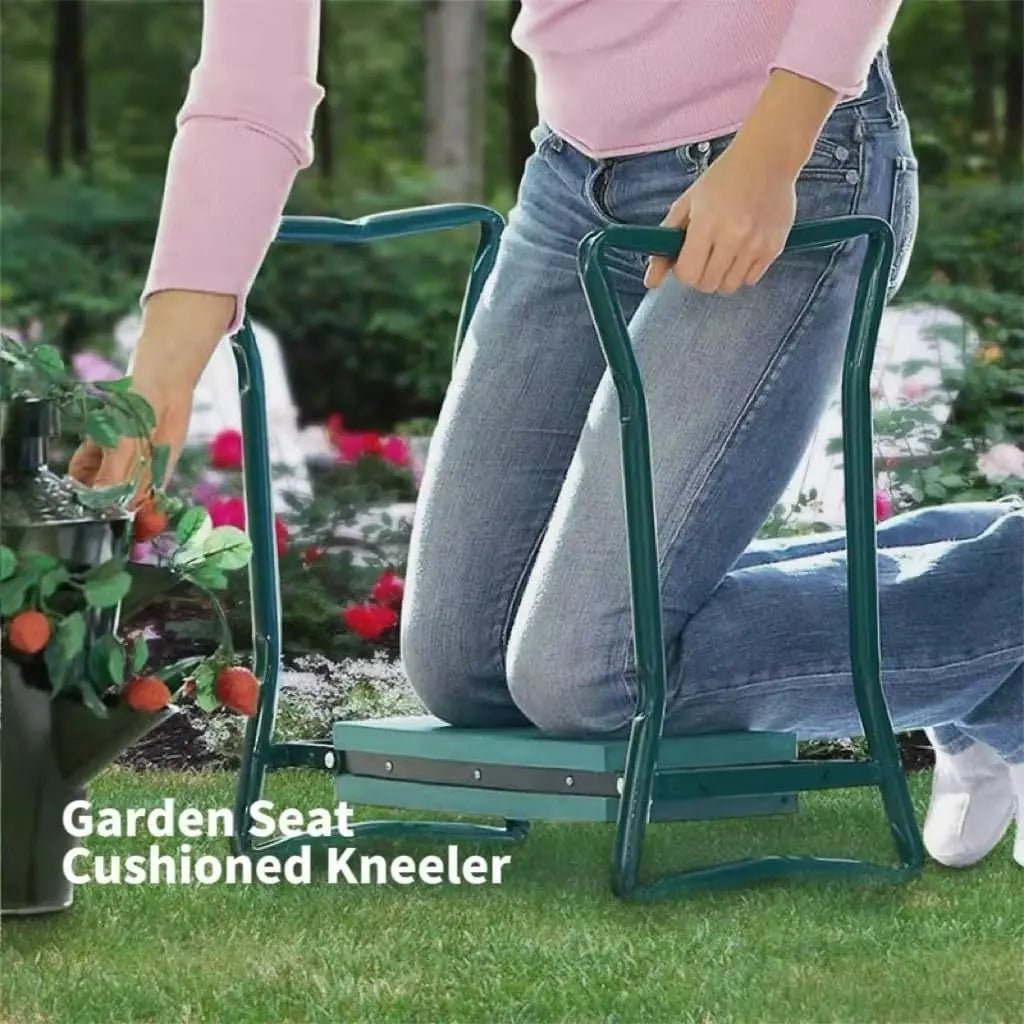 2 in 1 Foldable Garden Kneeler Seat with Tool Kit, Ergonomic Gardening Stool for Planting & Outdoor Use