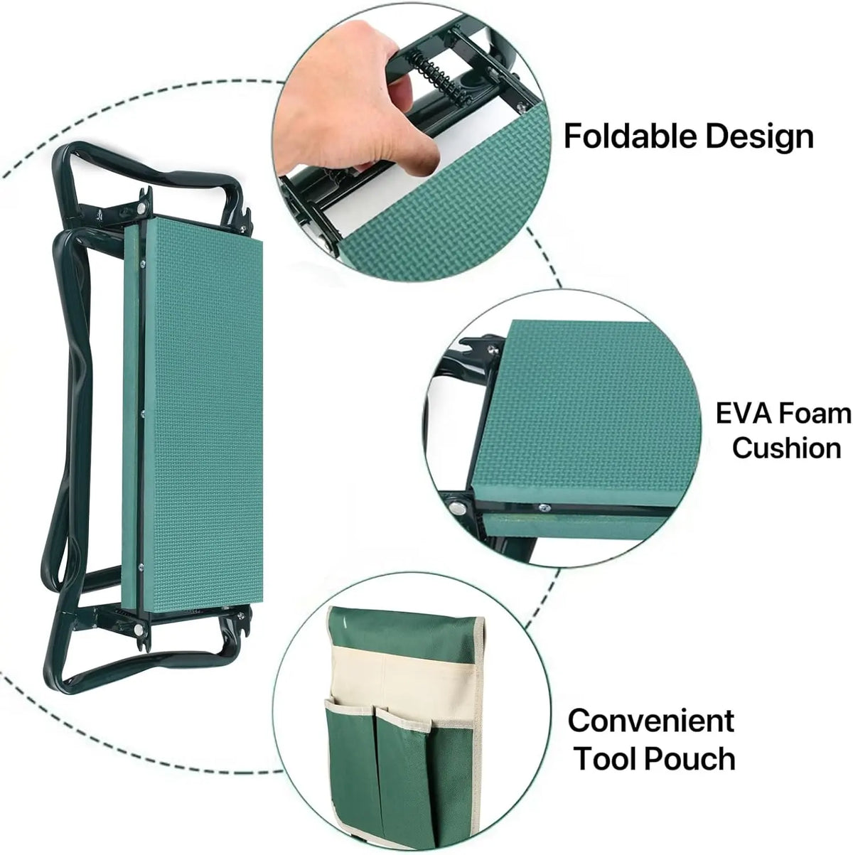 2 in 1 Foldable Garden Kneeler Seat with Tool Kit, Ergonomic Gardening Stool for Planting & Outdoor Use