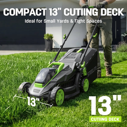 20V 13 Inch Brushless Cordless Electric Lawn Mower with Battery & Charger, Lightweight Push Mower for Yard Care