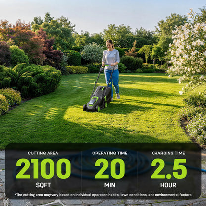 20V 13 Inch Brushless Cordless Electric Lawn Mower with Battery & Charger, Lightweight Push Mower for Yard Care